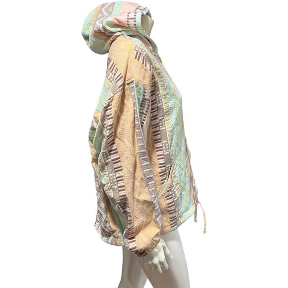 Anaeliana Tribal Print Hooded Jacket Free Size Metallic Accents - Picture 4 of 12
